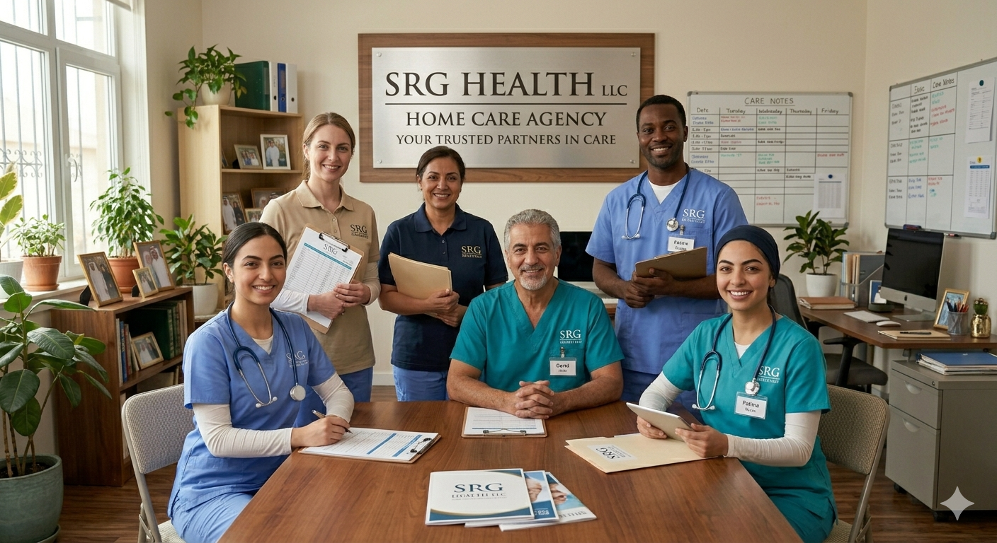 Caregiver team members collaborating